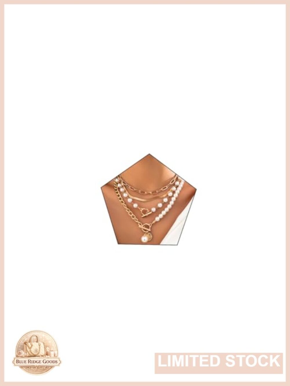 Gold Plated Layered Pearl Paperclip Chain Necklace Adjustable